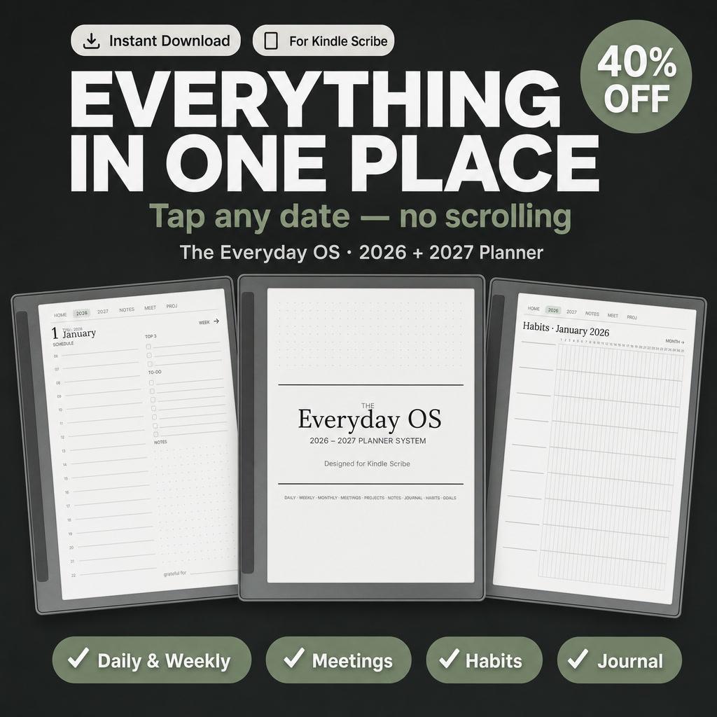 2026 2027 Digital Planner for Kindle Scribe